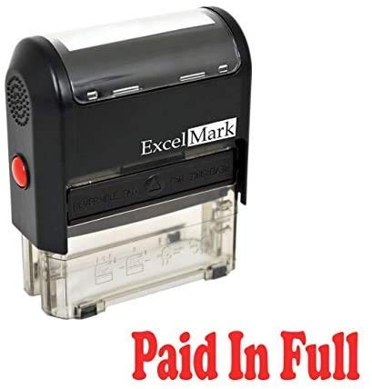 Paid In Full Self Inking Rubber Stamp - Red Ink #TOP1