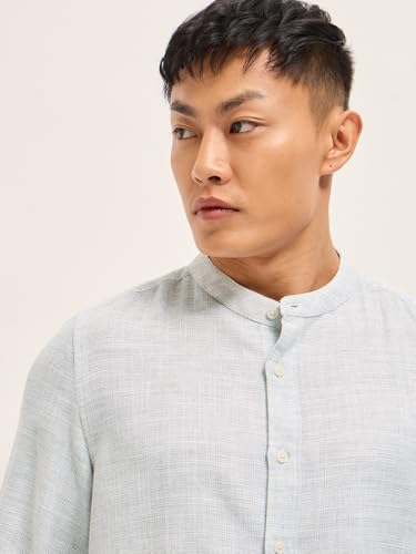 Image of THE Bear House Men's Cotton Solid Slim Fit Shirt Green