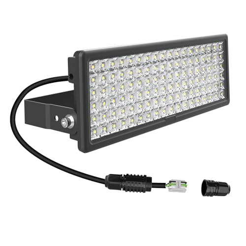 HOPEDAMAI Faretto LED da 100 W, per esterni, 14000 lm, super luminoso, 6500 K, IP67, impermeabile, supporto regolabile a 180°, per cortile (con connettore)