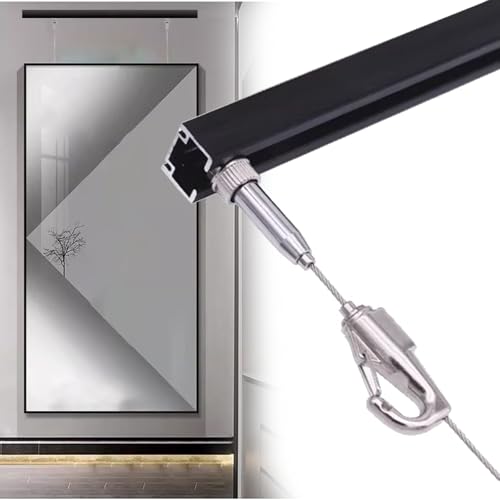 Kit de riel para colgar cuadros con cable de acero y ganchos 2