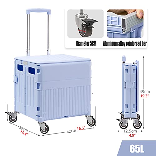 Chariot utilitaire pliable à roues universelles et boîte 65L - 8
