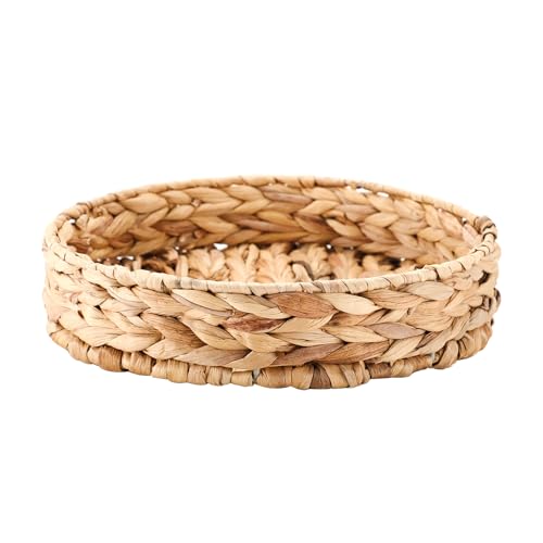 KINGWILLOW, Handmade Round Fruit Bowl Woven with Gourd Grass for Home Decor and Fruit Serving (Large)