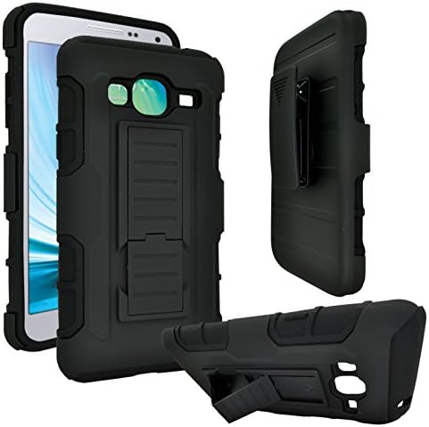 Galaxy J3 Mobile Case, Customerfirst - High Impact Resistant Black Dual Layer Armor Holster with Locking Belt Clip Defender Full Body Protective Hybrid Armor Case for Samsung Galaxy J3 (Robot Black)
