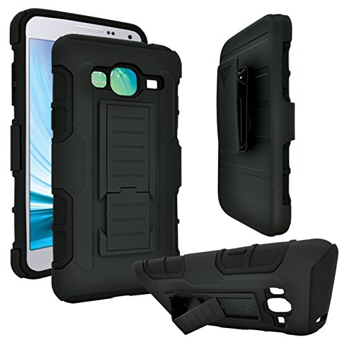 Galaxy J3 Mobile Case, Customerfirst - High Impact Resistant Black Dual Layer Armor Holster With Locking Belt Clip Defender Full Body Protective Hybrid Armor Case For Samsung Galaxy J3 (Robot Black) #TOP16