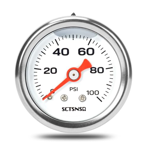 SCTSNSR 0-100 Psi Fuel Pressure Gauge, 1/8" NPT Back Mount