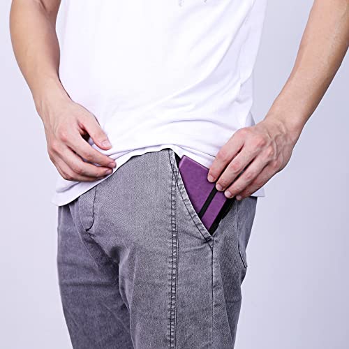 (2 Pack) Pocket Notebook Small Hardcover Writing Note Book 3" X 5.5", Mini Ruled Lined Journal, Leather Cover, Flat 100 Gsm Thick Paper, No Bleed, With Pen Holder, Bookmarks And Inner Pockets, Purple #TOP1