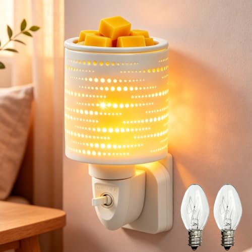 Image of Electric Plug in Wax Melt Burner – UK Wall Socket, Ceramic Oil Burner with Night Light(Star)