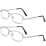 Eyglajdd Metall Rechteck Lesebrille für Herren Damen Lesehilfe,2er Pack Unisex Brillen Sehhilfe Gläs Kratzfest Silber +2,50