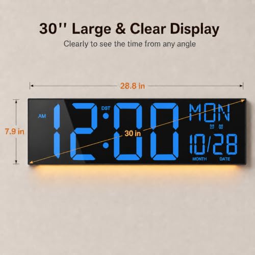 Image of JALL 30 inch Extra Large Digital Wall Clock, Giant LED Display with Remote Control, Digital Clock with Jumbo Numbers, Countdown Timer for Gym, Office, Living Room, Classroom, Home Decor, Warehouse