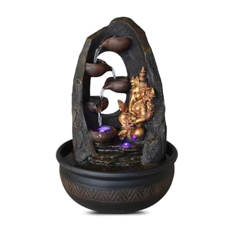Indoor Buddha Ganesh Fountain with LED Light Cover