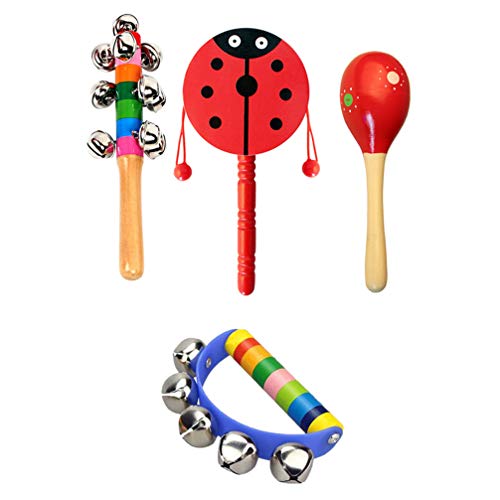 STOBOK 4 Peças de Madeira Jingle Mão Sinos de Natal Trenó Sino Mão Jingle Bells Sinos Santa Jingle S