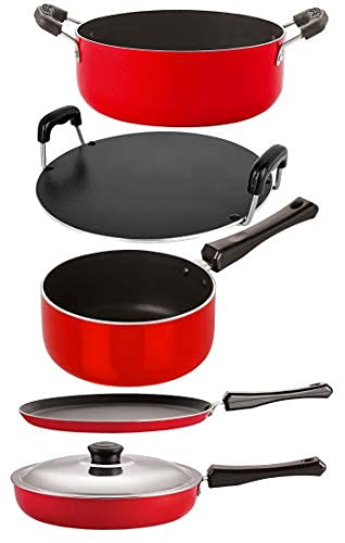 Nirlon Non-Stick 5 Piece Spiral Bottom Heat Resistance Cookware Utensils Combo Item Set