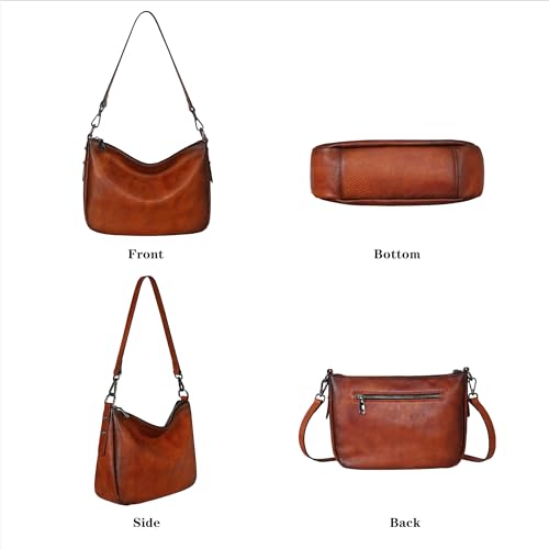 HESHE Leather Purses for Women Crossbody Hobo Shoulder Bag Women’s Handbags with 2 Straps Designer Fashion Satchel Purse4