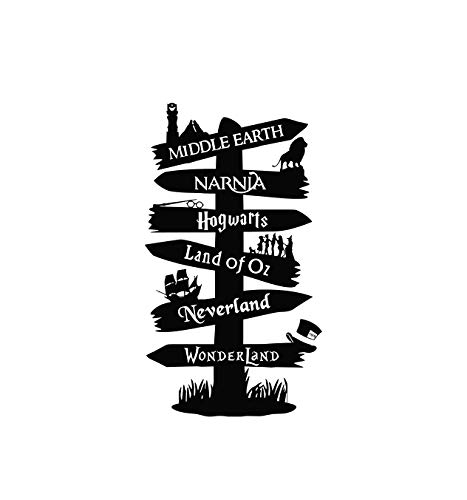Image of Storybook Peter pan Narnia Alice Road Sign Vinyl Sticker Home Movie Decor (22" W X 39" T)