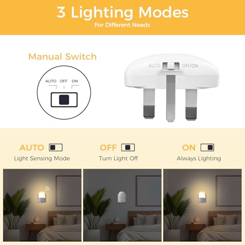 Jsdoin Wall Mount Night Light, with 5 Levels of Brightness and Dusk to Dawn Light Sensor, Children's Night Light for Children's Rooms, Stairs, Hallways, Bedrooms, Warm White (1PACK) - Image 5