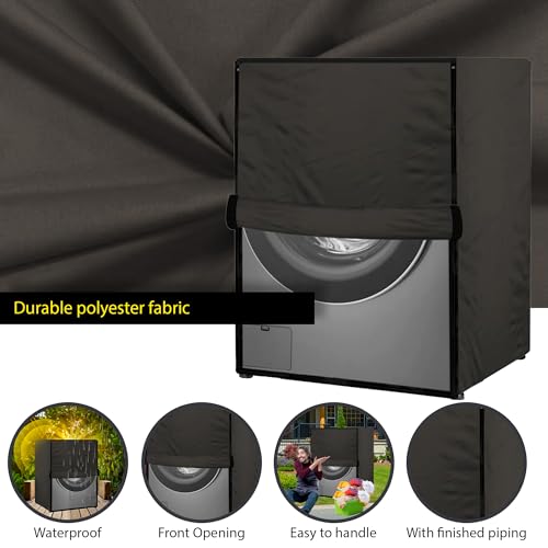 Image of Waterproof & Dustproof Top Front Load Washing Machine Cover for 6 kg 6.5 kg 7kg & 7.5 kg Compatible for IFB LG Samsung Whirlpool Bosch Haier | Siemensfor with Pipe Holes (Coffee)