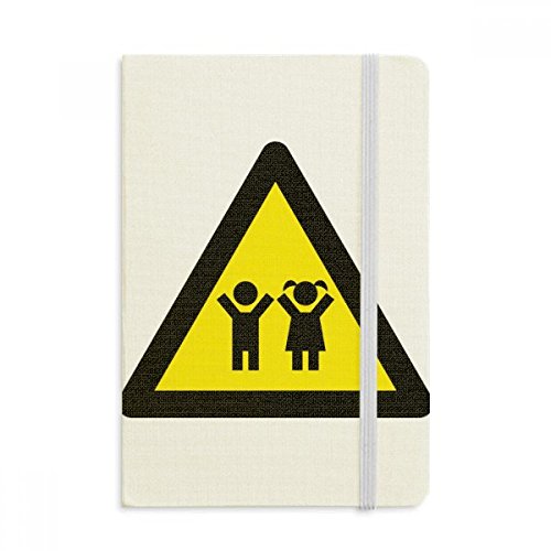 Notebook tissu couverture rigide jaune noir triangle pour enfants journal A5 classique