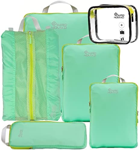 SUITEDNOMAD Compression Packing Cubes for Travel, Ultralight Organizers with Shoe and Toiletry Bag SUITEDNOMAD Compression Packing Cubes for Travel, Ultralight Organizers with Shoe and Toiletry Bag