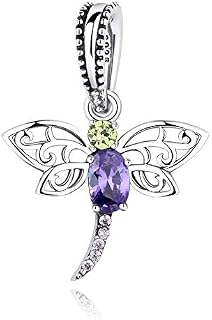 XMYL Hollow Dragonfly Charm S925 Sterling Silver Bead Charms with Cubic Zirconia Charms for Bracelets And Necklaces, Thanksgiving Birthday Gift with Jewelry Box