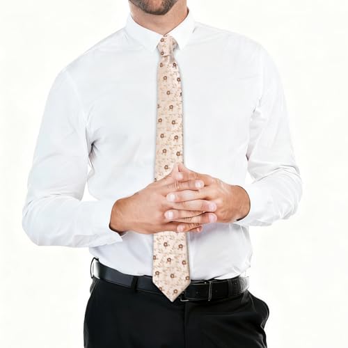 Image of Floral Ties for Men Satin Mens Tie Flower Printed Neck Tie Wedding Party Business
