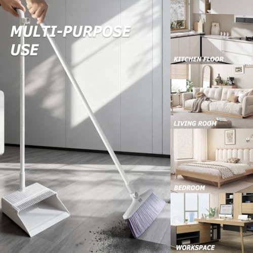 BUUROOHM Besen- und Kehrschaufel-Set für Zuhause, mit langem Griff, 104 cm/127 cm, Kehrschaufel, Kombi-Set für Zuhause, Küche, Zimmer, Büro, Lobby, Boden, Innen- und Außenbereich, aufrechter