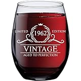 60th Birthday Gifts for Women Men – 15 oz Wine Glass Birthday Gift - Happy Birthday Stemless Wine...