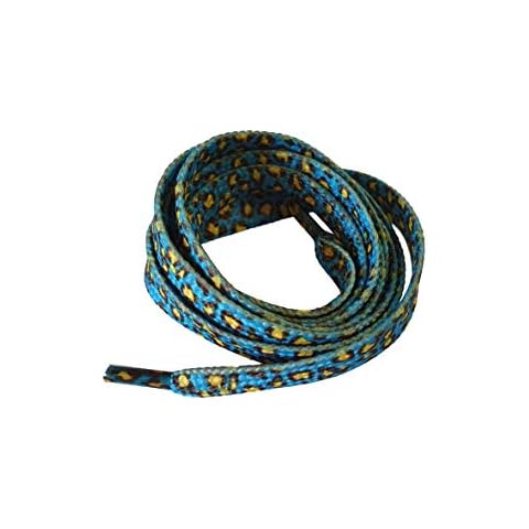 Fat-catz-copy-catz 1x Pair Dark Blue Long Flat Animal Leopard Print Shoe, Sneaker, Trainer Fashion Laces - 115cm Length Cover