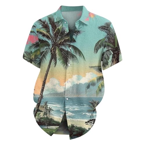 Men's Hawaiian Shirts Summer Short Sleeve Button Down Tropical Floral Beach Vacation Shirt3