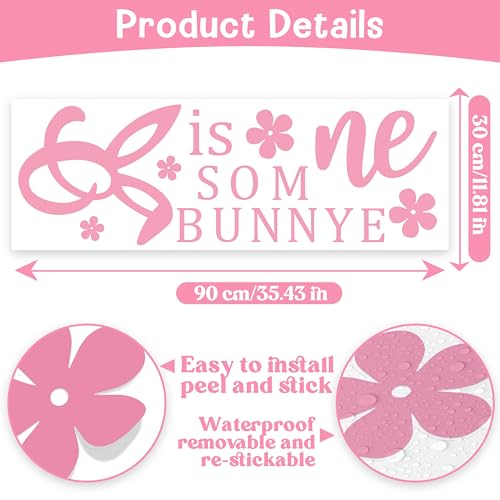 Adorno adhesivo pared Some Bunny is One color rosa miniatura 2