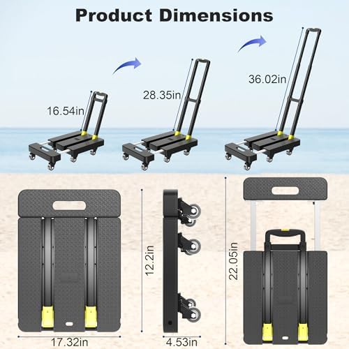 Carretilla plegable resistente 500 lbs con ruedas y mango telescópico miniatura 2