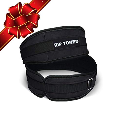 Levage Ceinture par Rip Tonique  11,4 cm haltérophilie soutien dorsal et eBook  Bonus pour d'haltérophilie, crossfit, musculation, résistance et poids Formation, MMA  Garantie à vie L noir