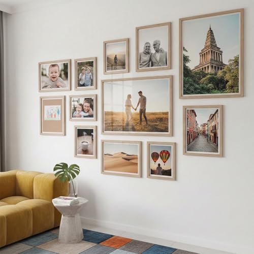 Image of HOTHOUSE Photo Frame For Wall | Aesthetic Collage Picture Frames For Wall Decor | Rectangular Photo Frames For Home Decor Office Livingroom Bedroom | Set of 12 (BROWN, Combo-5)