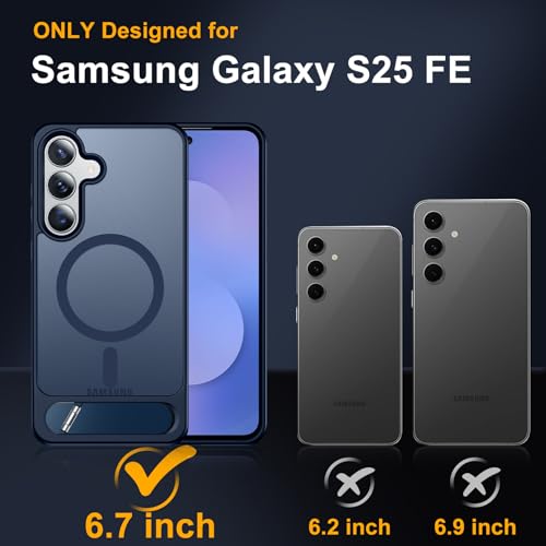 Image of SPIDERCASE Magnetic for Samsung Galaxy S25 FE Case, [3 Stand Ways][ Military Grade Drop Protection] with Invisible Stand Slim Phone Case for S25 FE 5G,Blue