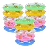 STOBAZA 15pcsスイミングプールリングおもちゃミニインフレータブルリングミニチュ ームデコレーション漫画印刷ミニプールサークルドールハウス