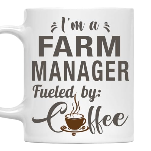 I'm a Farm Manager Mug, Fueled by Coffee Cup 11oz White Ceramic Gift