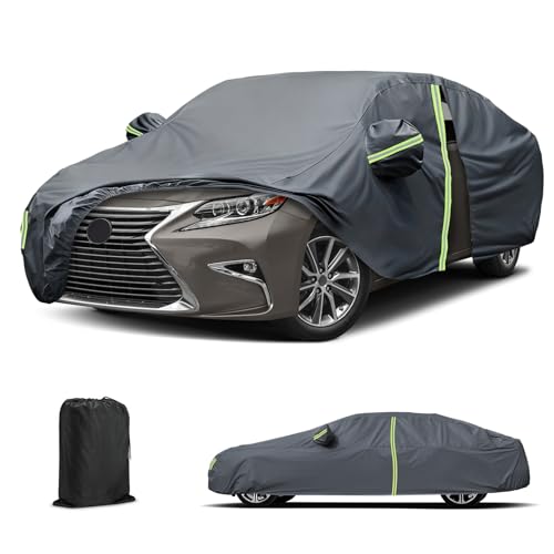 Waterproof Car Cover for 2002-2018 Lexus ES ES300 ES300h ES330 ES350, All Weather Heavy Duty Car Cover with Zipper Door & Windproof Bands for Rain Snowproof UV Windproof Protection