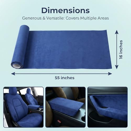 Image of Suede Fabric Wrap - Self Adhesive Film Sticker 16 x 55 Inches Silky Decal Sheet for Car Interior Furniture Upholstery DIY Elastic Stretch Peel and Stick Denim
