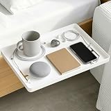 Ezyvix Nachttisch Regal - Starke ABS-Haltbarkeit, Kabelführung & Einfache Installation | Bettablage für Bett, Sofa & Badewanne | Ideal für Studenten, Senioren & Kleine Räume (Weiß, 32x23.5cm)