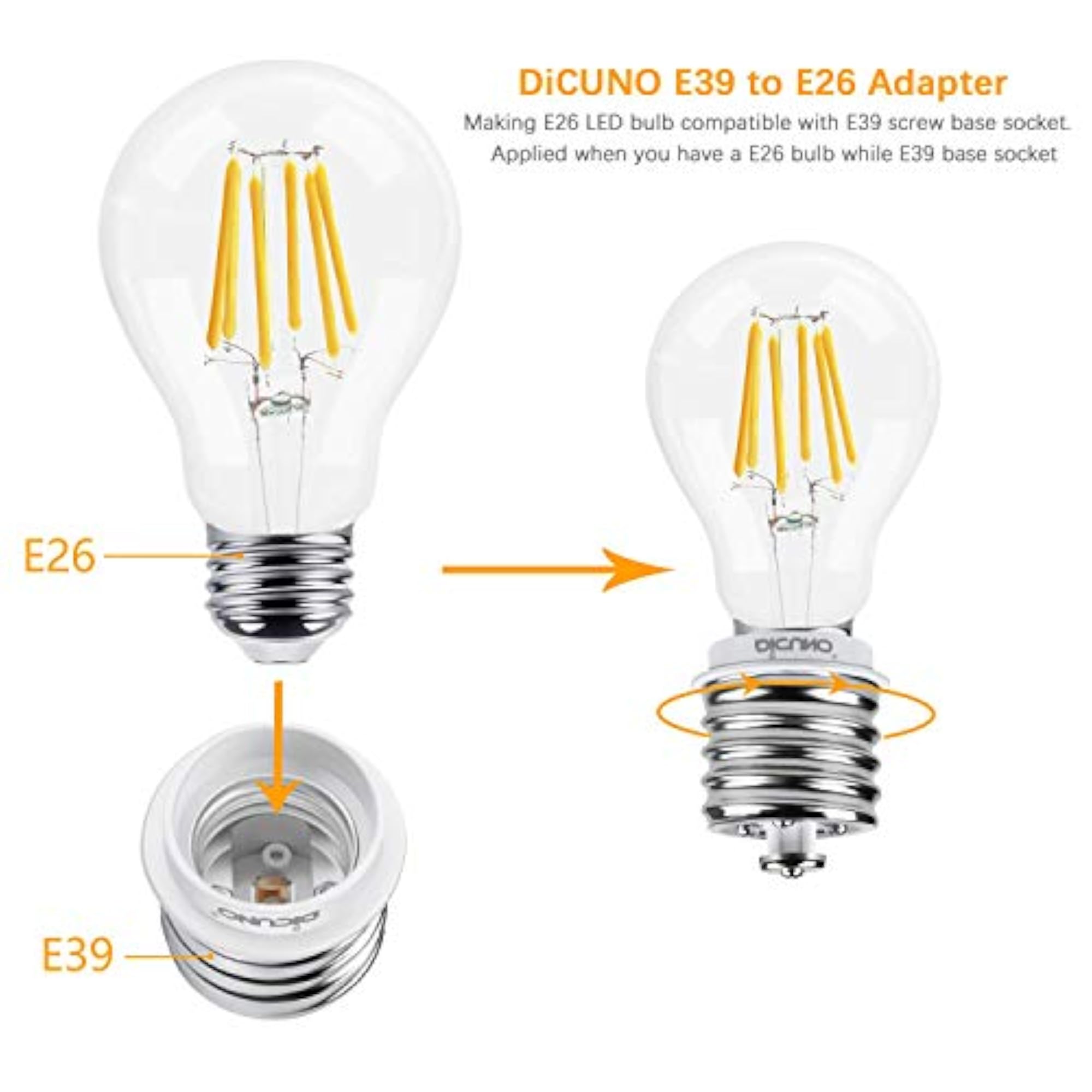 E39 to E26 Adapter, Mogul to Standard Screw Base