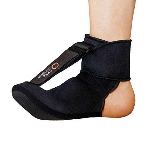 Copper Compression Plantar Fasciitis Night Sock. Soft Foot Stretching Boot for Foot Pain and Metatarsalgia. Recovery While You Rest and Sleep. Dorsal Support to Help Flex Your Right or Left Foot. - Thumbnail 7