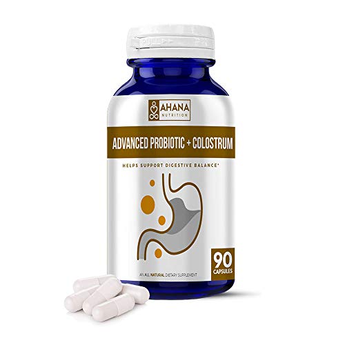 Advanced Probiotic + Colostrum Capsules by Ahana Nutrition â€“ Advanced Probiotic Supplement with Colostrum for Gut Health, Immune Support and Mood Support* (1,100mg â€“ 90 ct)