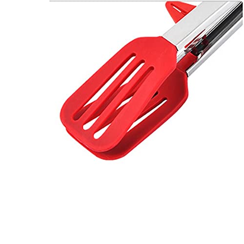 Pinzas Cocina Tong de Acero Inoxidable, con Silicona, for abastecimiento de Ensalada de Abertura Buffet, (Rojo) Tamaño: 32.2 * 6 cm, con asa Antideslizante