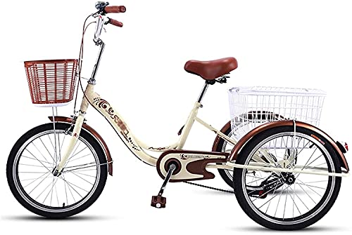 Triciclo para adultos, triciclos de 3 ruedas para compras y viajes, bicicleta cruiser de 20 pulgadas, 1 velocidad, con estructura de bajo paso, asiento y manillar ajustables miniatura 1