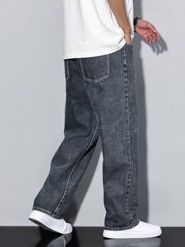 Image of GRECIILOOKS Men Jeans || Baggy Fit Jean's for Man || Loose Fit High Rise Denim || Stretchable Casual Wear Jean,s || Dance Rap Rapping Style Pant for Men || Denim Cotton Jeans