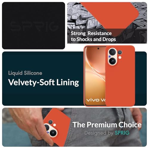 Image of SPRIG Compatible with Vivo V60 Premium SilkTone Back Cover Drop Tested Shock Proof Mobile Case for Men, Women, Boys and Girls with Camera Protection (Orange)