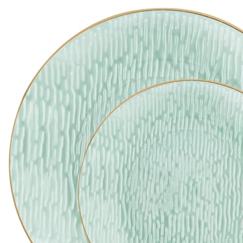 Platos Icicles green gold combo 7"+10" caja 96 piezas miniatura 1