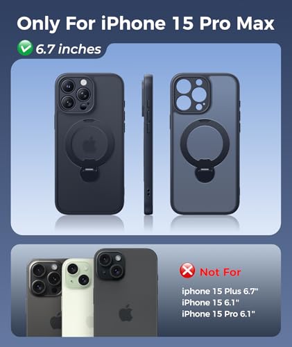 Image of FNTCASE for iPhone 15 Pro Max Case with 360 Spin Magnetic Stand Black