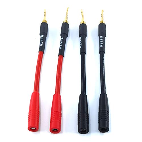 Wjstn-018 Braided Wire Speaker Banana Plugs To 4Mm Female Banana Jack Converter, Soft Whip Banana Plug Adapter Cable,4- Packs #TOP3
