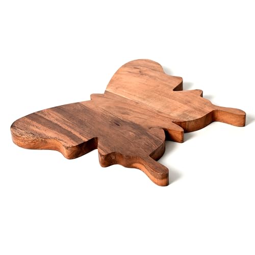 Tabla de cortar de madera en forma de mariposa Treen Art, 11"L x 13"W, tabla artesanal para cocina y decoración miniatura 4