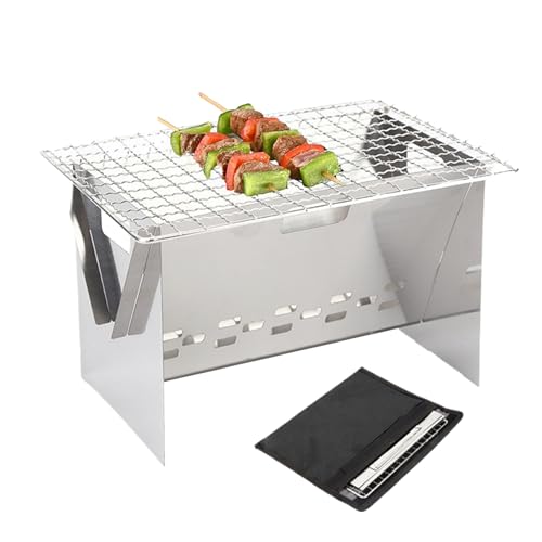 Barbacoa portátil | Aparato de cocina plegable con hoguera y de transporte - Barbacoa | Adecuado para cocinar Picnic Backpacking Tailgating Terraza BBQ Jardín